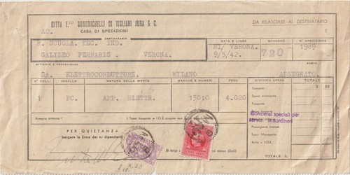 Italia 1942 ricevuta - italia, di
